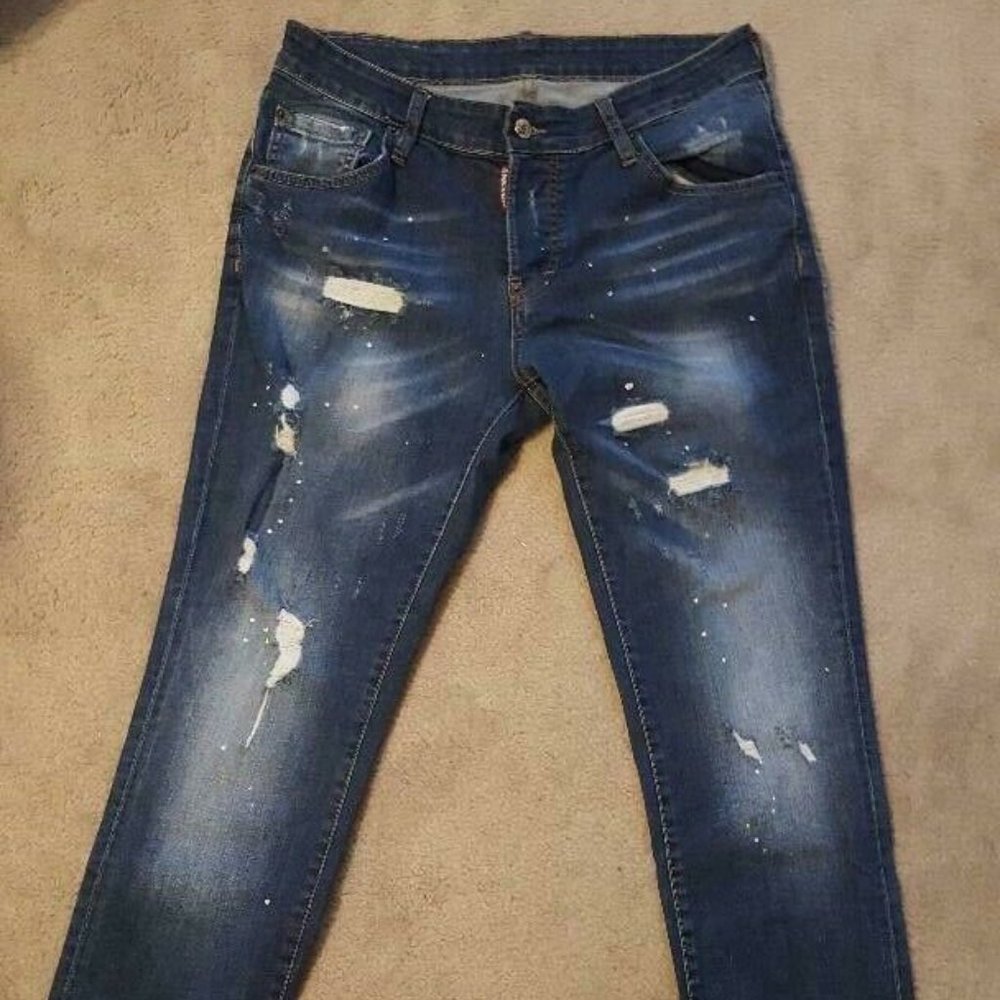 Dsquared jeans with distressing and some paint